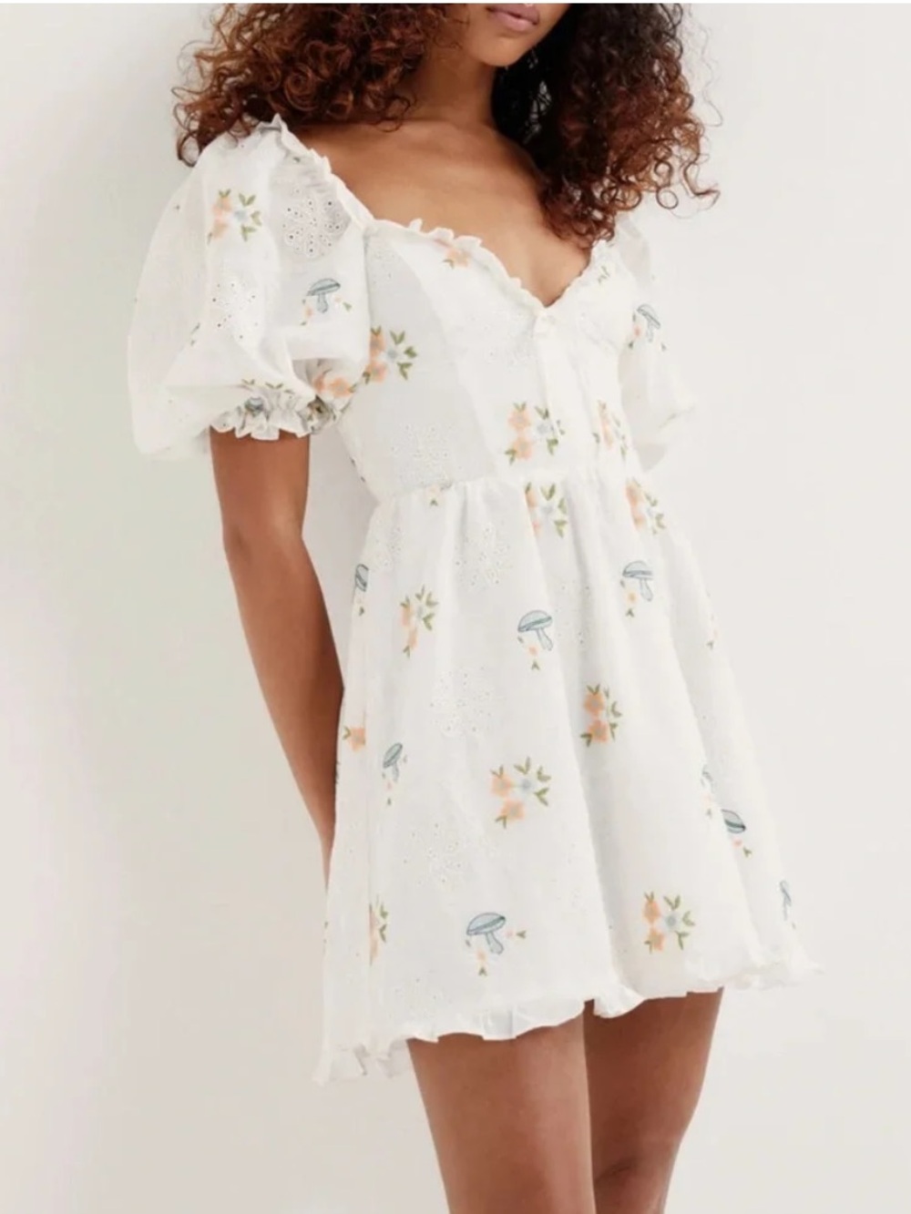 For Love & Lemons Yolanda Mushroom Milkmaid Dress L